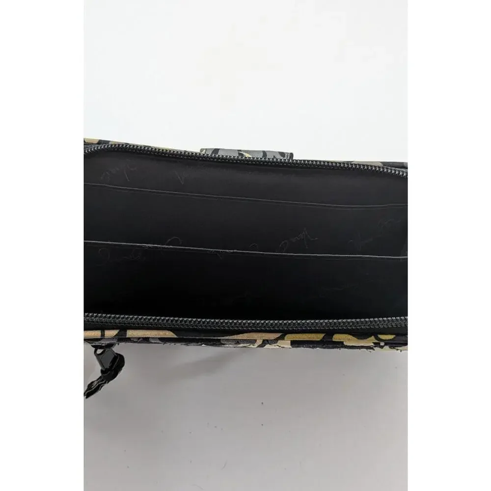 Womens VERA BRADLEY Black Gray Yellow Paisley Quilted Flap Turnlock Wallet‎